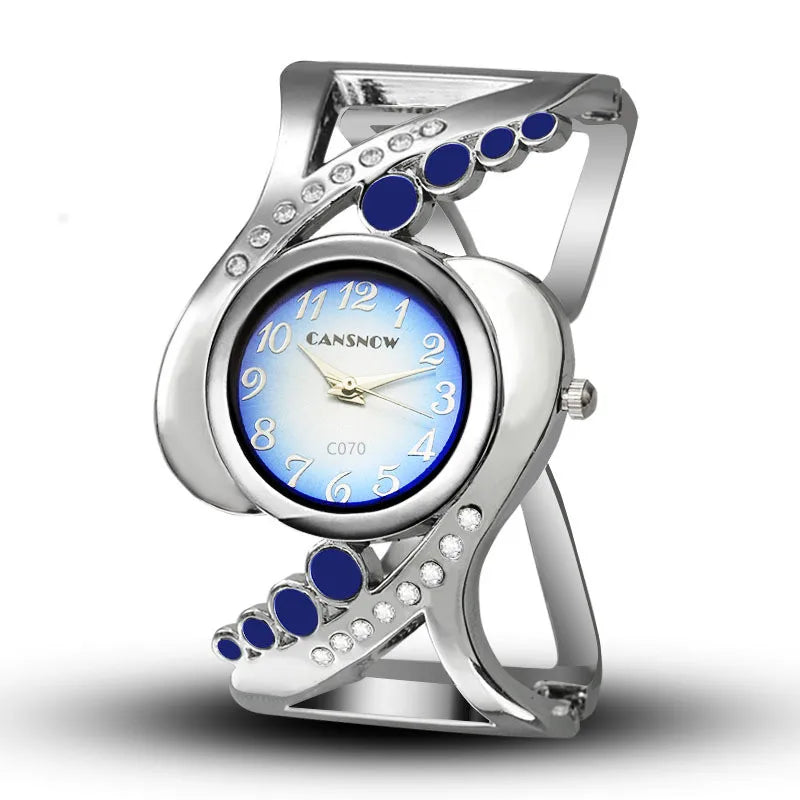 Montre Bracelet Femme Quartz Cristaux Acier Inoxydable