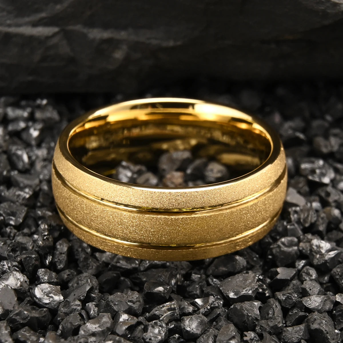 Bague dorée en tungstène de haute qualité 8MM pour homme