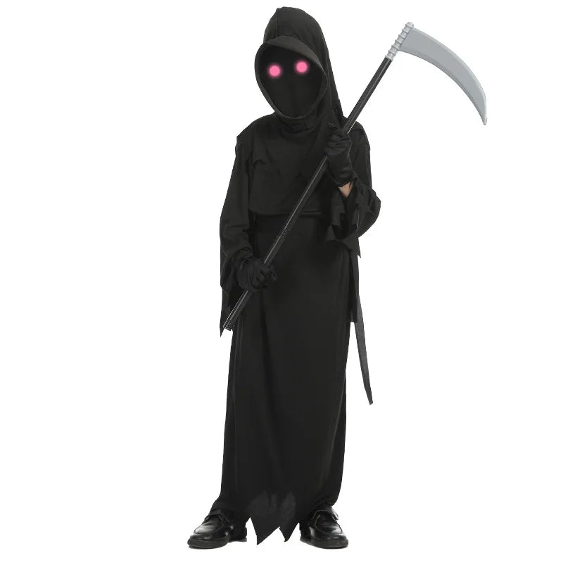 tenue enfants le faucheur effrayant d'halloween avec regard lumineux