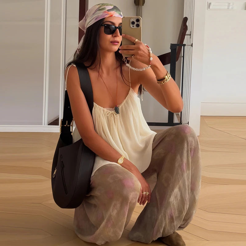 pantalon décontracté léger taille haute avec doublure