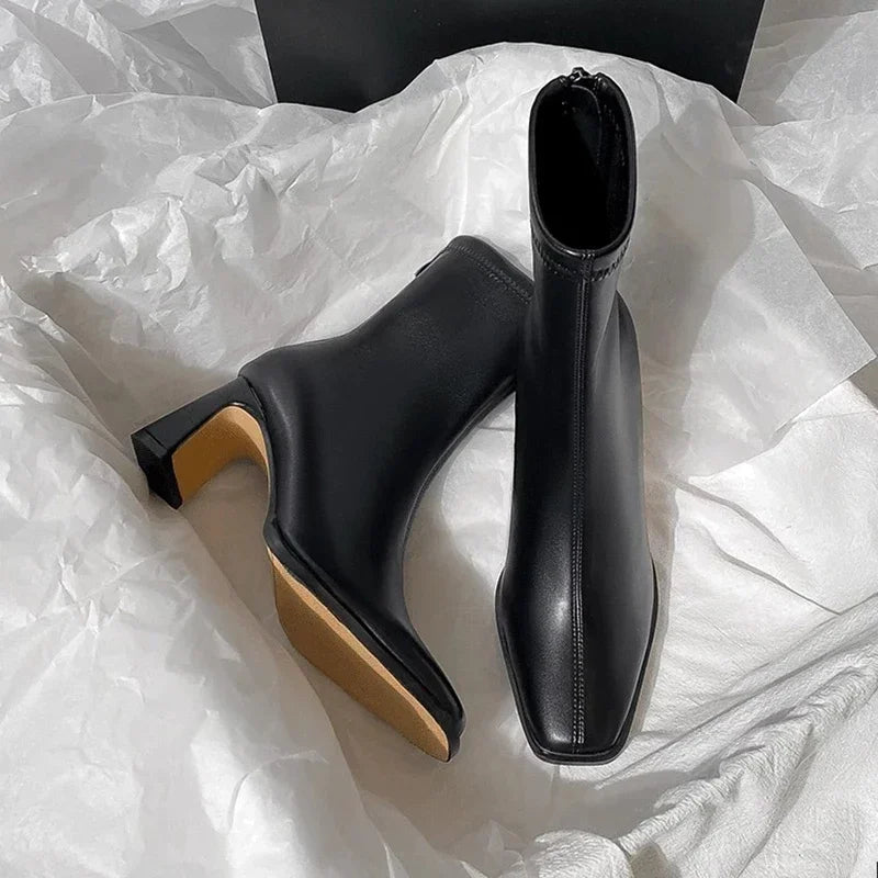 Bottines élégante Vintage a bout carré pour femmes