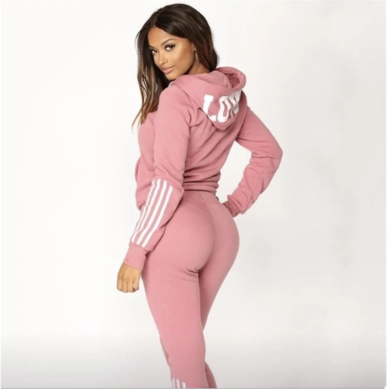 Sweats à capuche et pantalons de jogging en polyester mode femmes décontracté