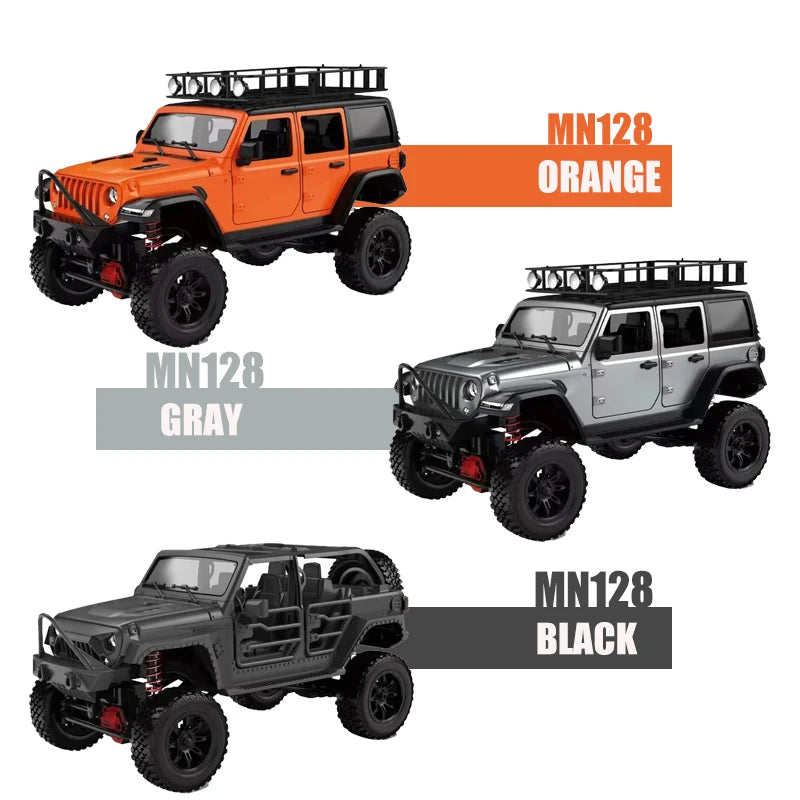 MN128 1/12 RC voiture 4WD Jeep modèle 2.4G télécommande lumière LED 4X4 hors route