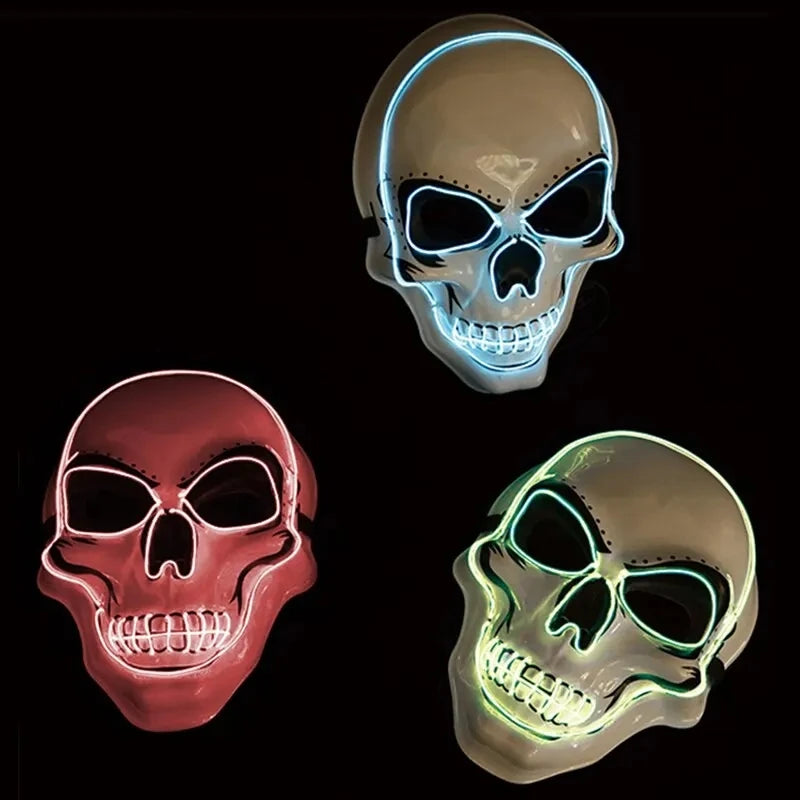 masque crâne d'halloween adultes équipé de LED couleurs aux choix