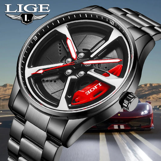 LIGE 2025 cadran rotatif montre-bracelet sport à Quartz étrier de frein