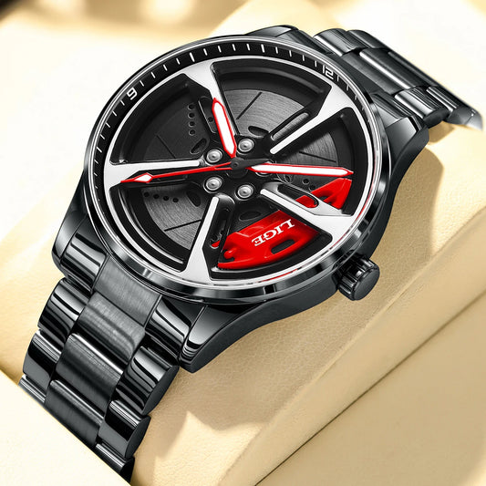 Montre Homme LIGE Quartz - Cadran Rotatif Sportive Etanche Lumineuse