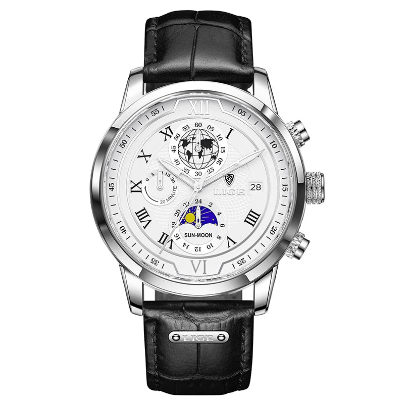 Montre Homme LIGE Luxe Quartz - Bracelet Acier Étanche Lumineux + Boîte