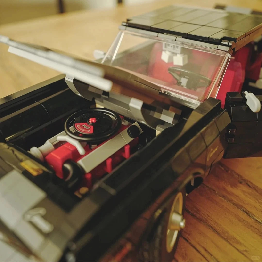 Kit Blocs Construction Muscle Car Vintage Noir - Voiture Rétro Compétition Garçon - MONASTORESHOP.COM