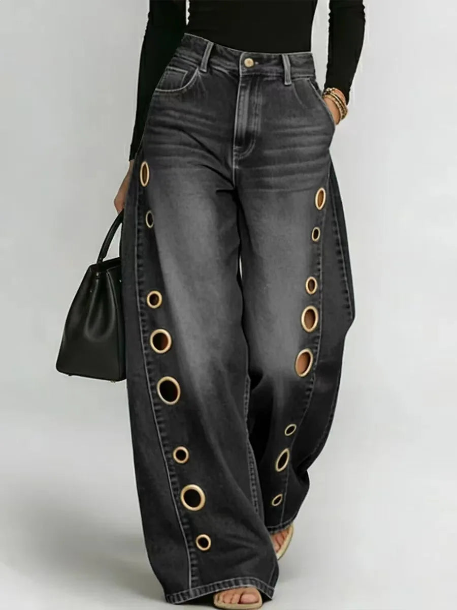 Jean Large Femme Vintage - Pantalon Denim Ample Streetwear Toutes Saisons