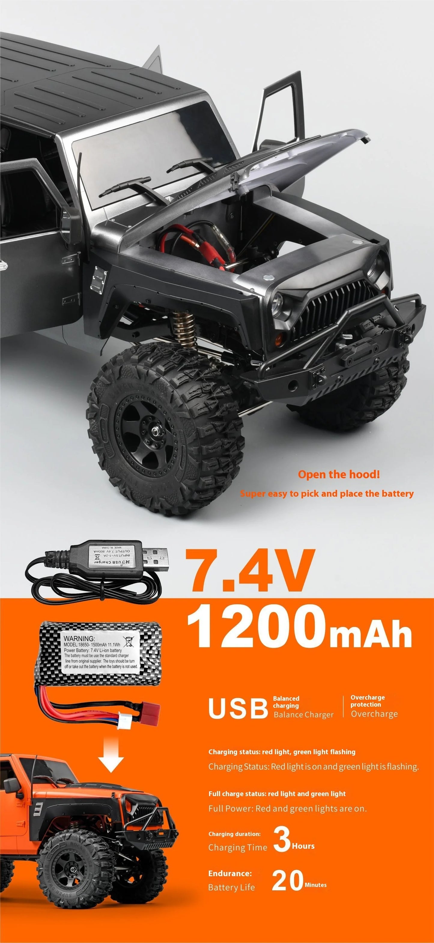 4X4 radio commandé tout terrain  a échele 1/10 prêt a rouler