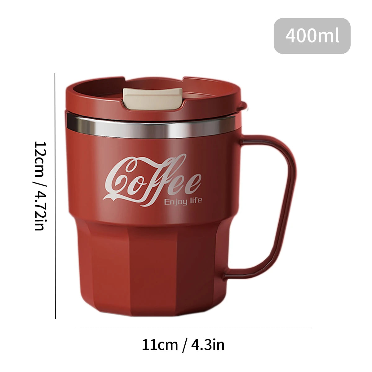 Tasse Thermos 304 Acier Inoxydable avec Poignée - Double Paroi Isolée Portable 450ML