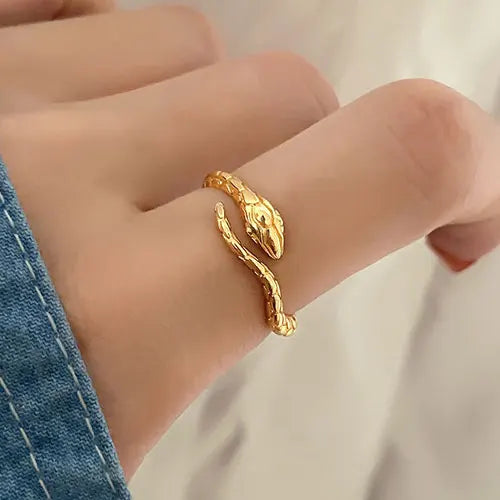 Anneaux de serpent gothiques en cristal règlable pour femmes