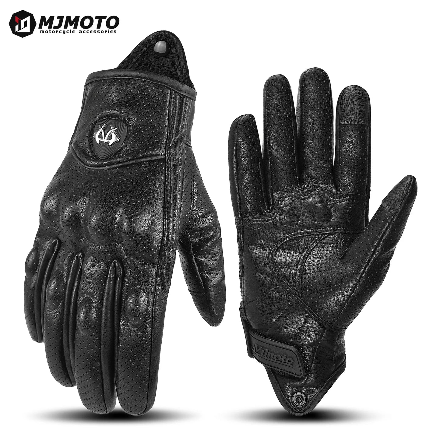Gants de Moto en cuir rétro classique perforé ou non/ antidérapant hommes/femmes