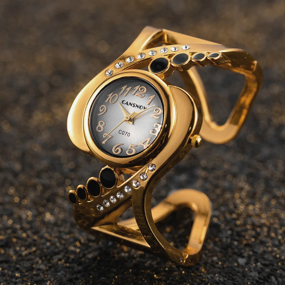 Montre Bracelet Femme Quartz Cristaux Acier Inoxydable