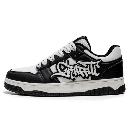Sneakers Skateboard Homme - Baskets Streetwear Hip Hop - 2 Styles : Graffiti ou Uni