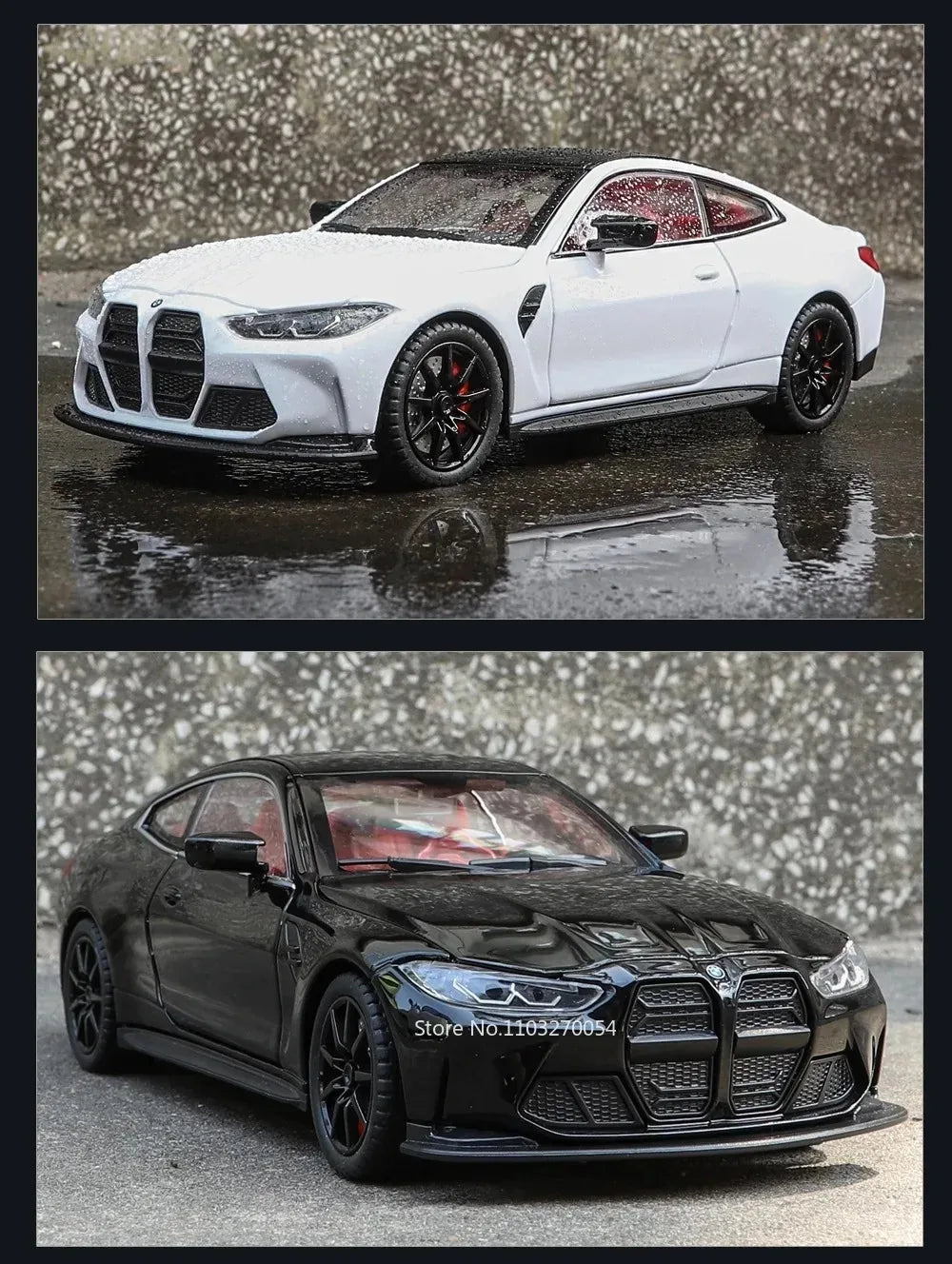 M3 GTR M4 Alliage métal Miniature 1/24 avec portes et capot ouvrant lumière et pile inclus