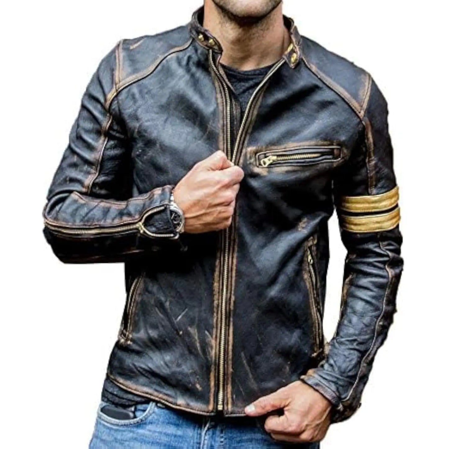Veste en Cuir Homme Rétro Streetwear - Blazer Moto Tendance