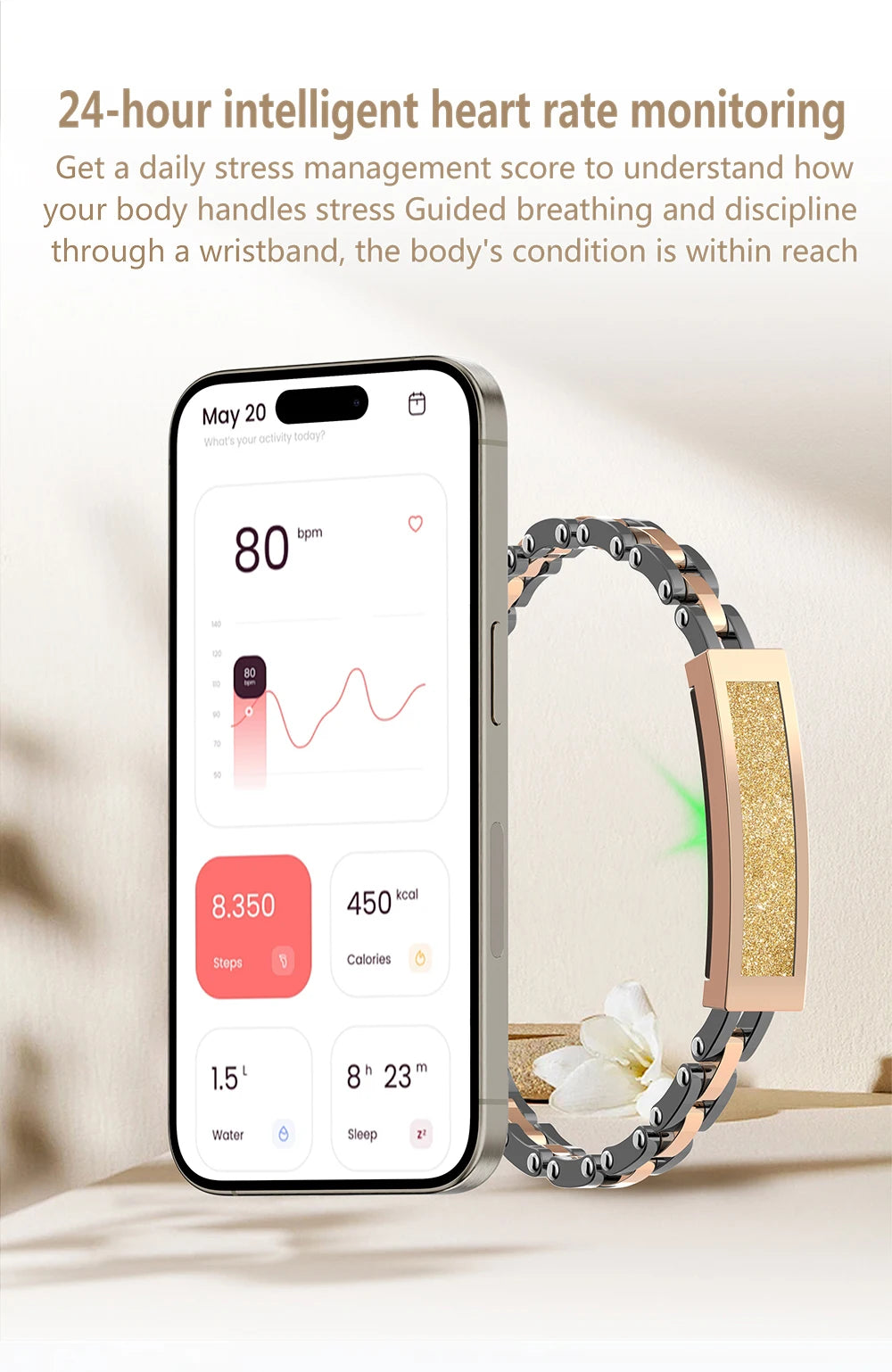 LIGE nouveau sans écran montre intelligente femmes IP68 étanche moniteur de fréquence cardiaque ios android