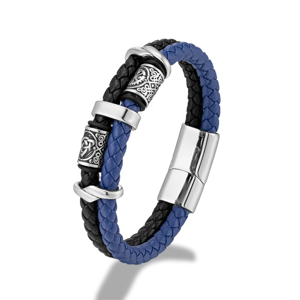 bracelet en acier inoxydable et cuir véritable hommes/ femmes