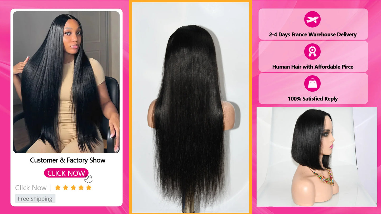 Perruques courtes coupe droite Sans Colle