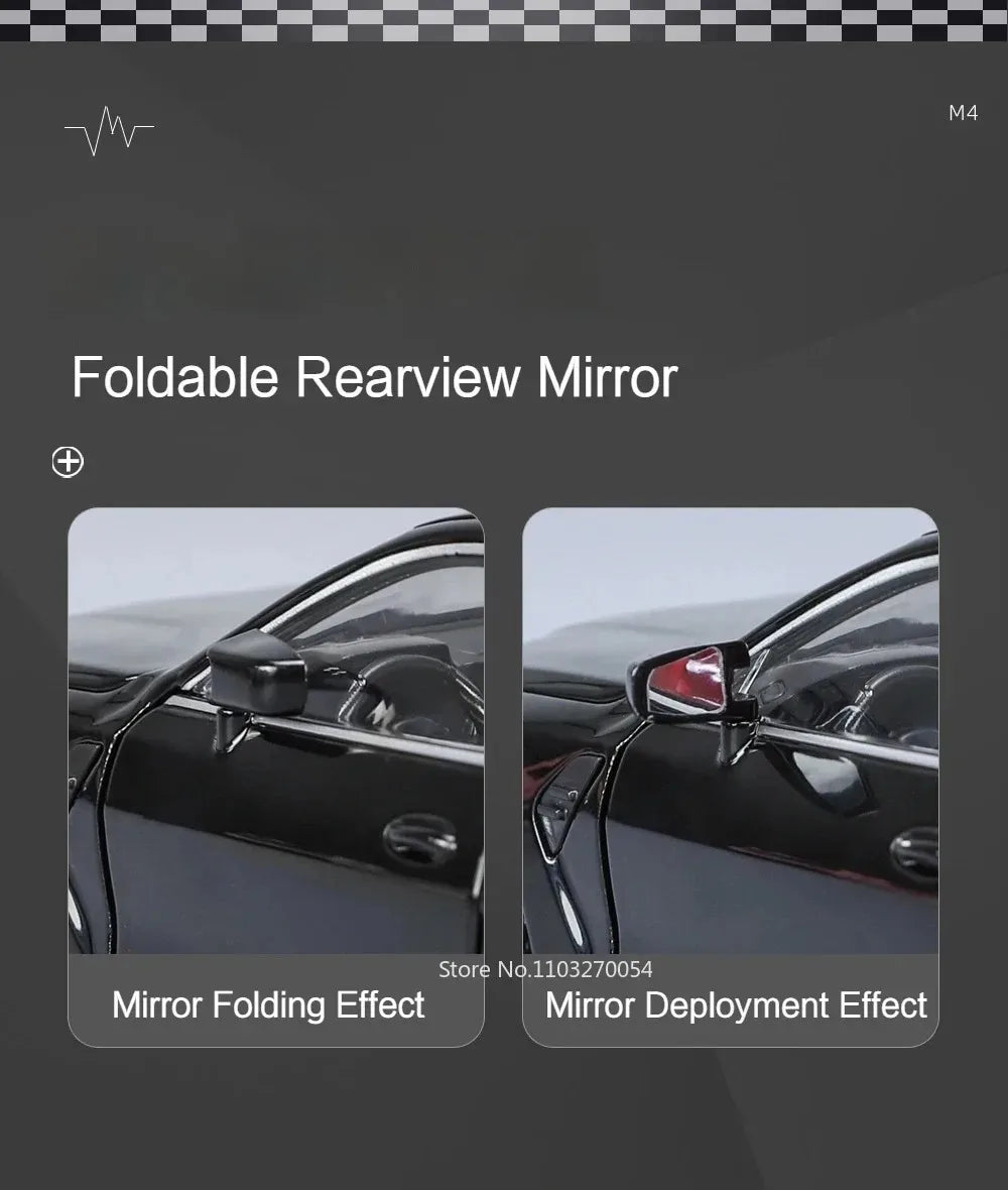 M3 GTR M4 Alliage métal Miniature 1/24 avec portes et capot ouvrant lumière et pile inclus