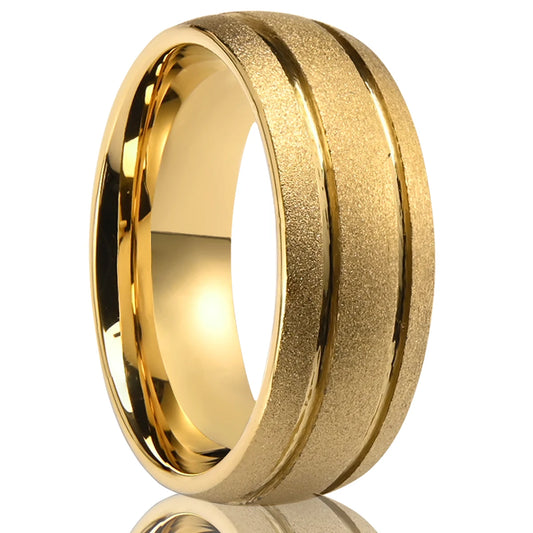 Bague dorée en tungstène de haute qualité 8MM pour homme