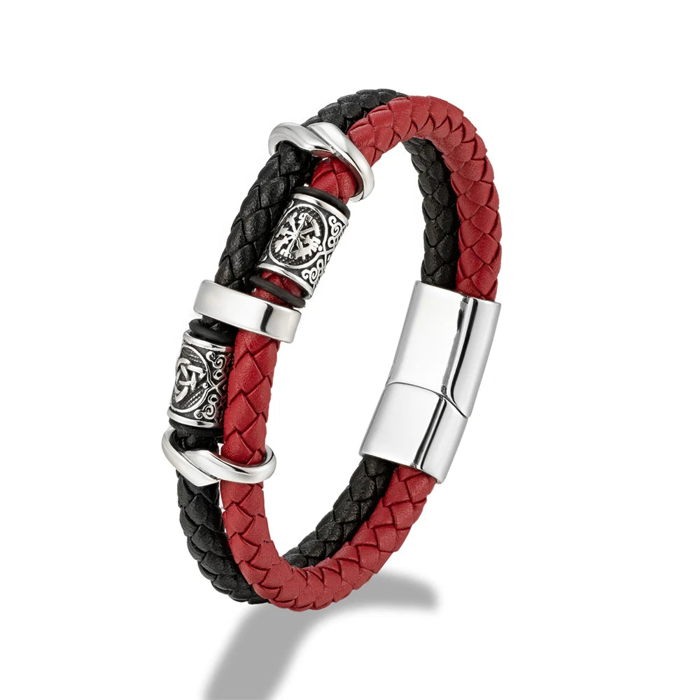 bracelet en acier inoxydable et cuir véritable hommes/ femmes