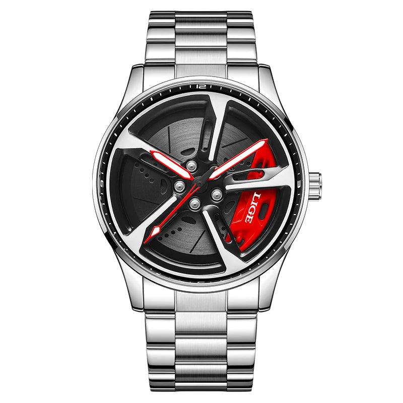 Montre Homme LIGE Quartz - Cadran Rotatif Sportive Etanche Lumineuse