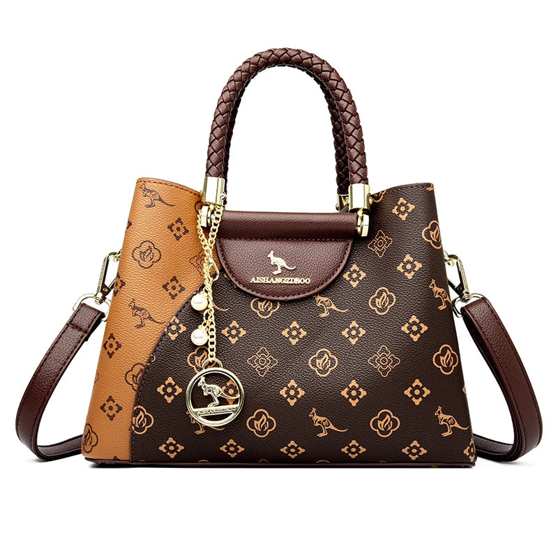 Poignée tissée véritable cuir de haute qualité conçue pour femmes chic