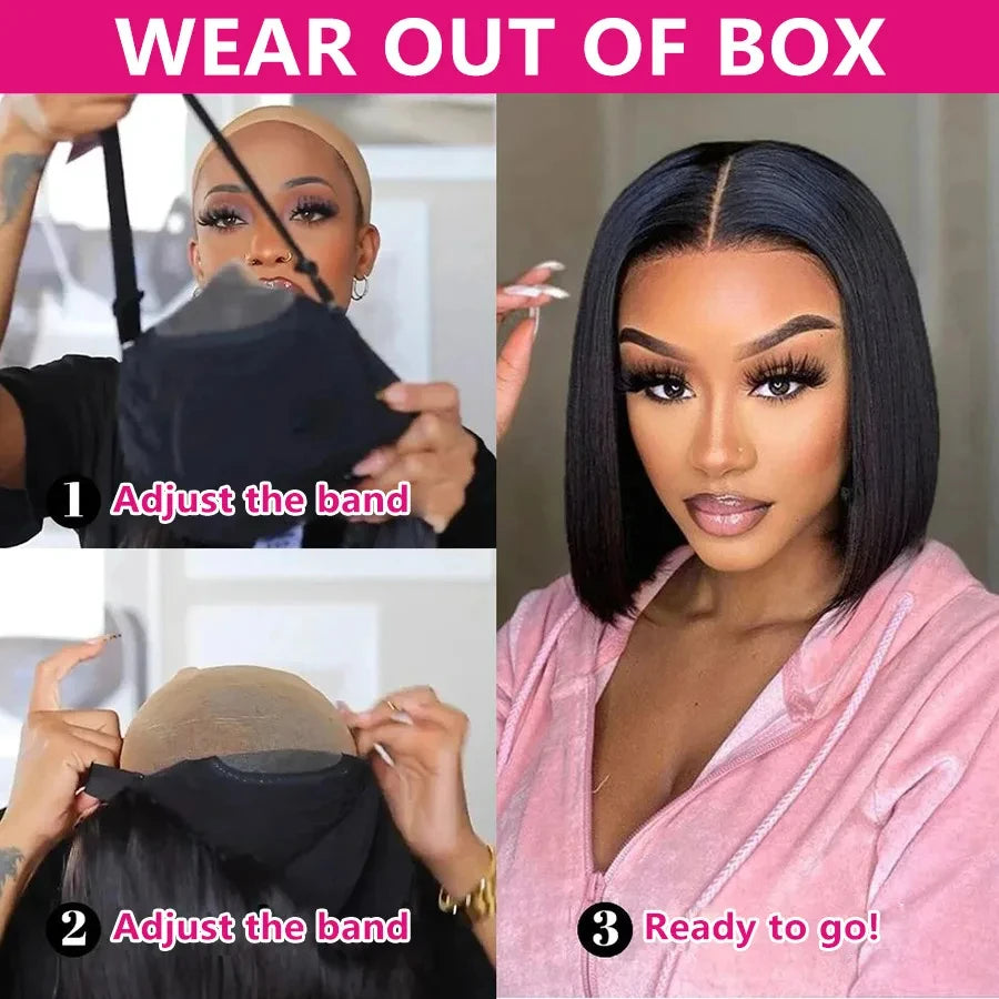 Perruques courtes coupe droite Sans Colle