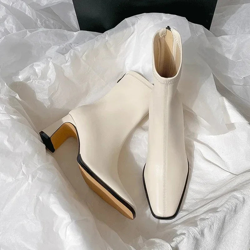Bottines élégante Vintage a bout carré pour femmes