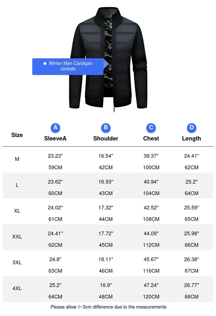 Cardigan homme noir matelassé, zip central et col montant côtelé