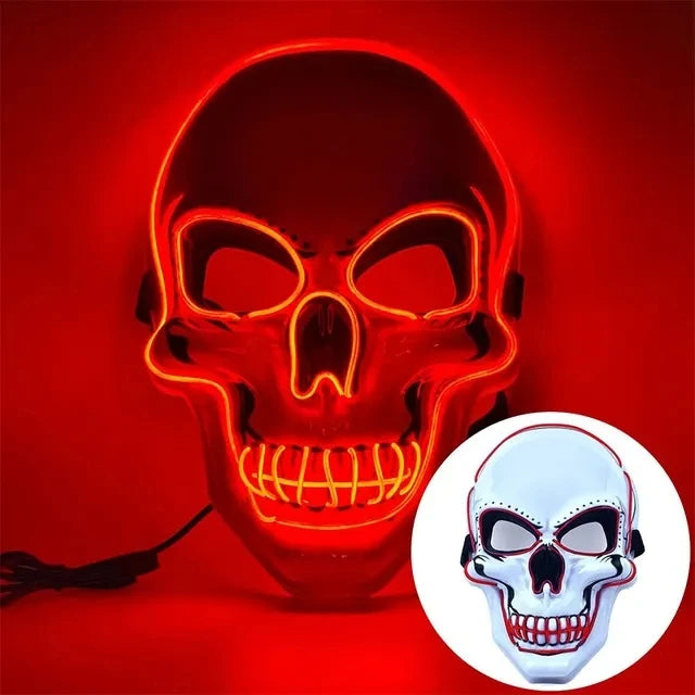 masque crâne d'halloween adultes équipé de LED couleurs aux choix