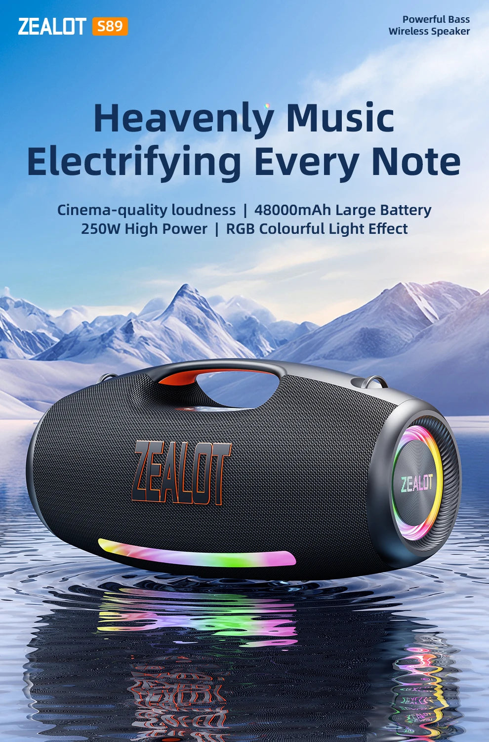 ZEALOT-S89 250W haut-parleur Bluetooth Portable étanche