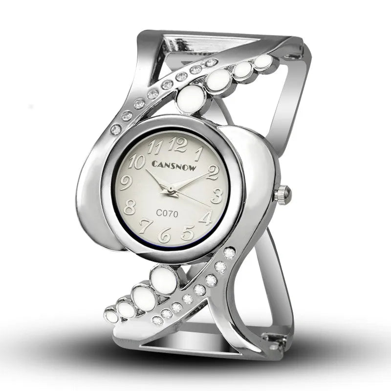 Montre Bracelet Femme Quartz Cristaux Acier Inoxydable