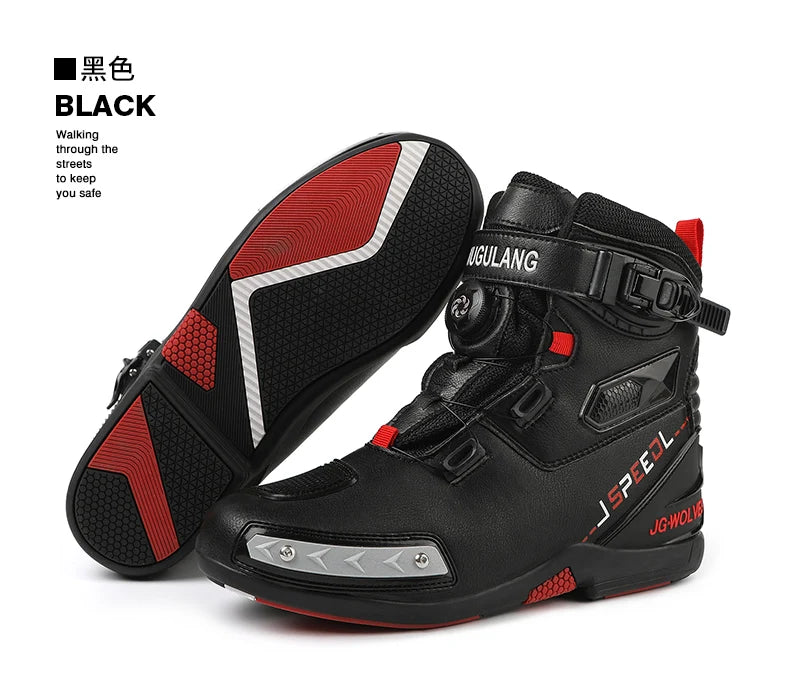 botte de moto taille basse en cuir et protection de sécurité
