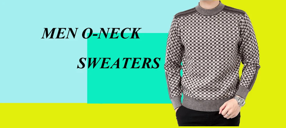 Pull homme manches longues à motif pied-de-poule, col rond et poignets côtelés