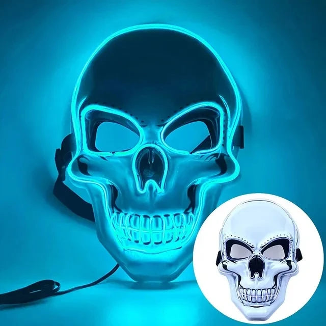 masque crâne d'halloween adultes équipé de LED couleurs aux choix