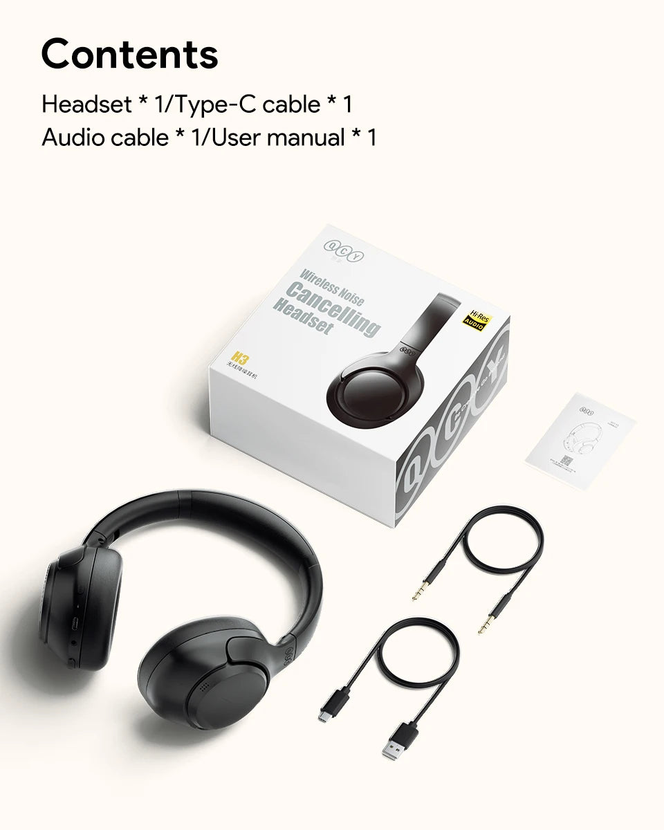 Casque sans fil H3 ANC, Bluetooth 5.4, audio haute résolution, 43dB