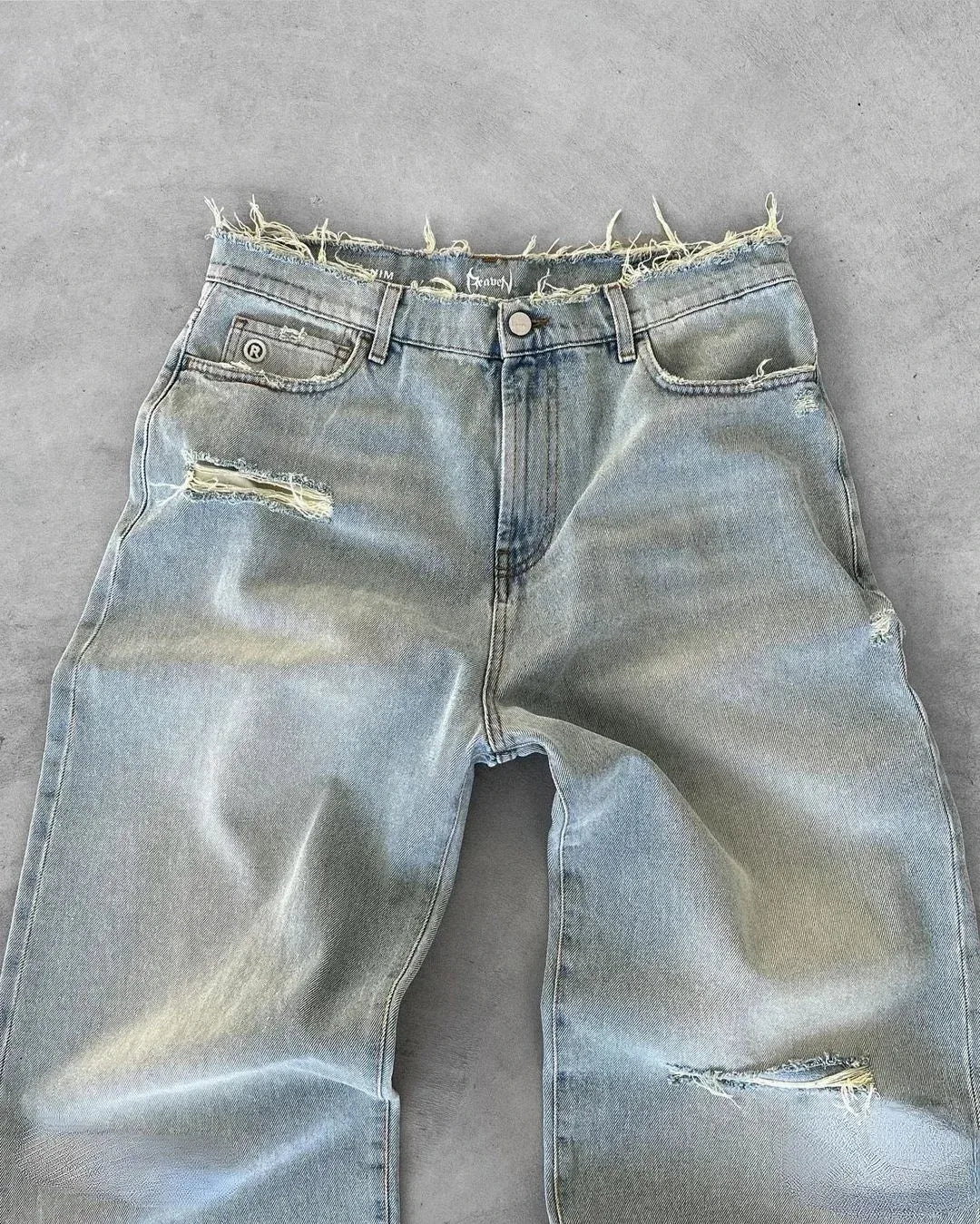 pour hommes, pantalon Denim délavé