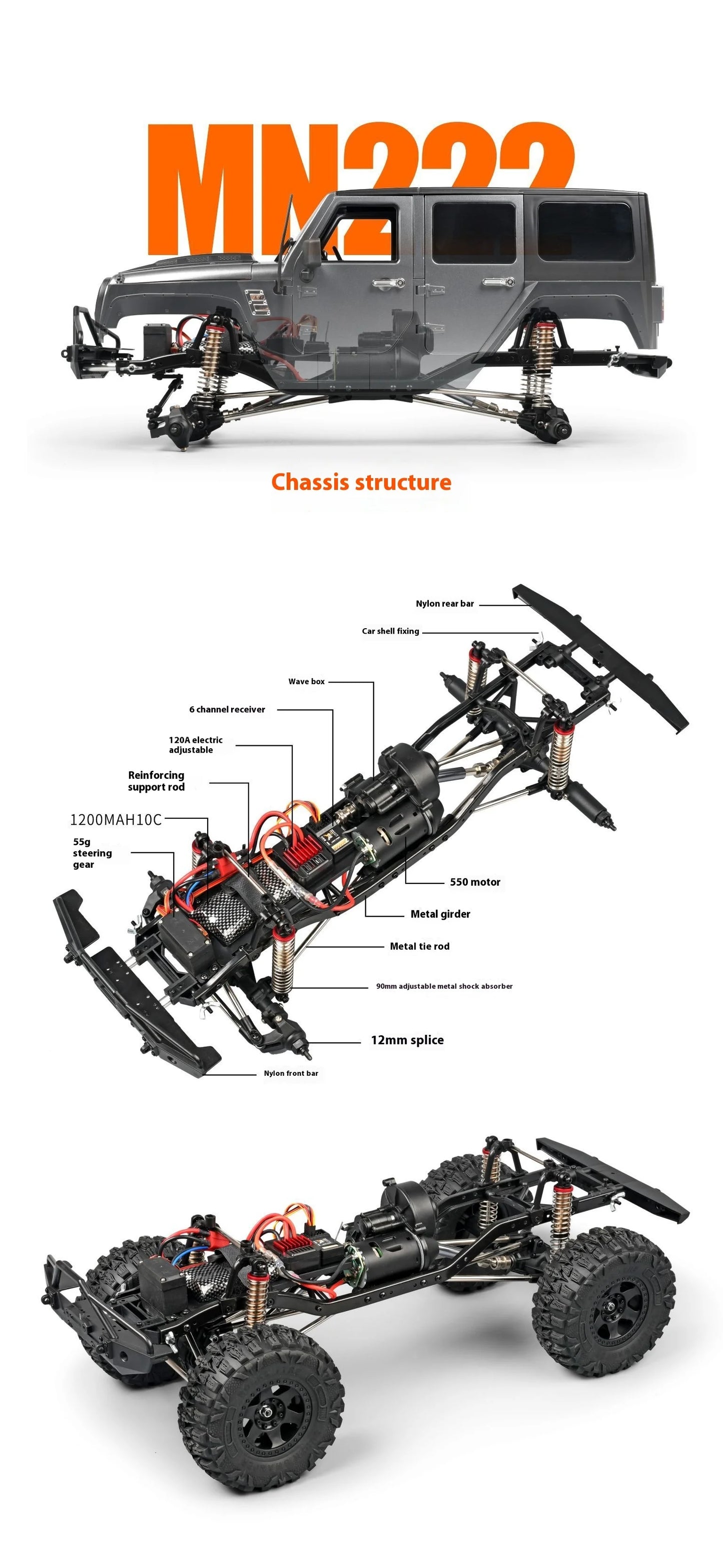 4X4 radio commandé tout terrain  a échele 1/10 prêt a rouler
