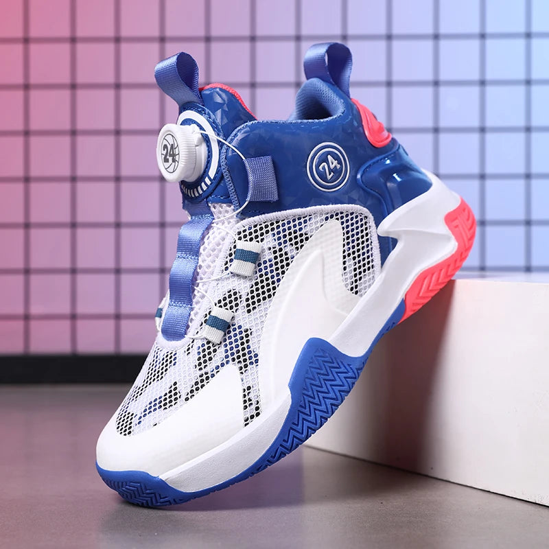 Chaussures de basket-ball pour enfants lacets a serrage automatique
