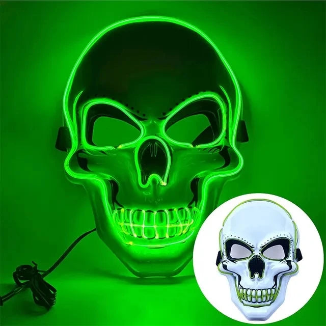 masque crâne d'halloween adultes équipé de LED couleurs aux choix