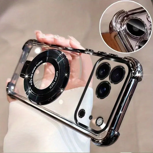 Coque magnétique transparente en TPU de qualité supérieure pour iPhone 17 16 15 14 13 12 11 Pro Max 16 Plus 17 Air avec support d'anneau, étui Transparent plaqué