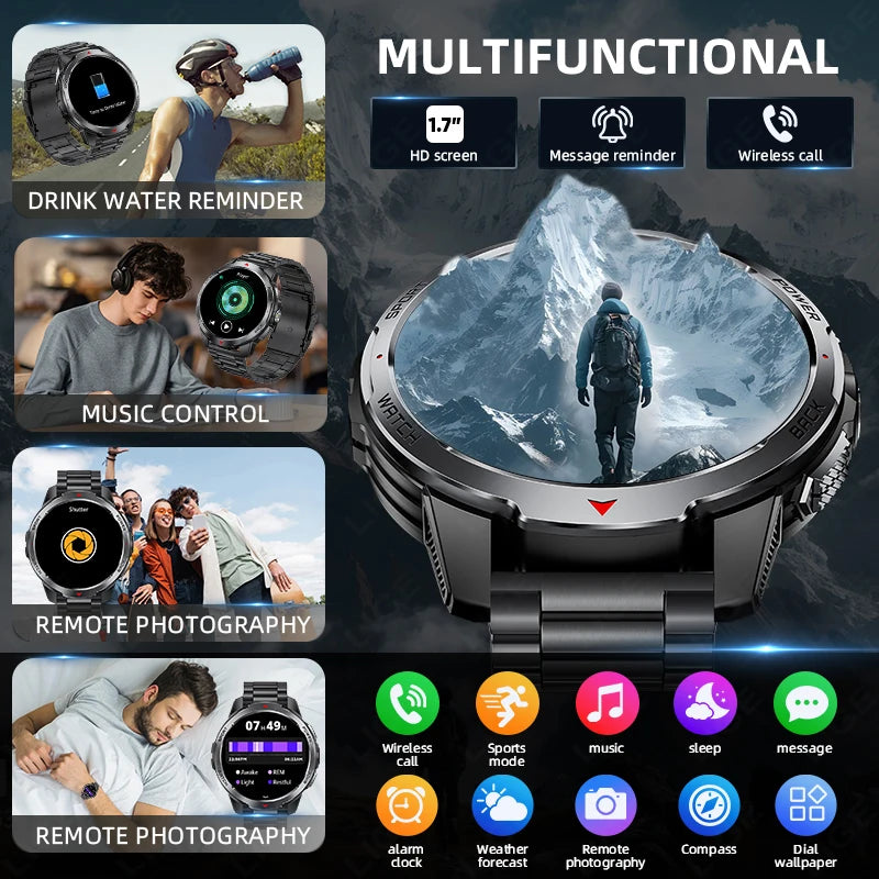 Montre Intelligente LIGE Homme 1100mAh - Boussole Outdoor 3ATM Étanche Bluetooth Fitness - MONASTORESHOP.COM