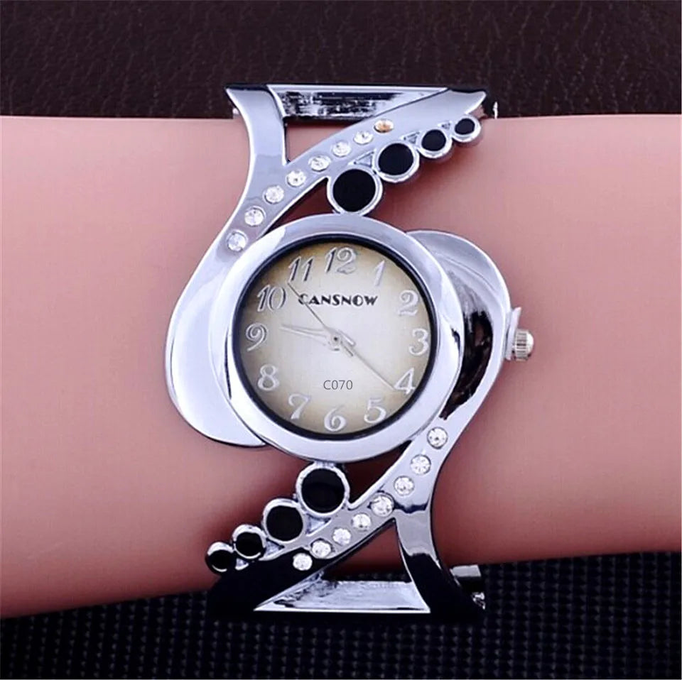 Montre Bracelet Femme Quartz Cristaux Acier Inoxydable