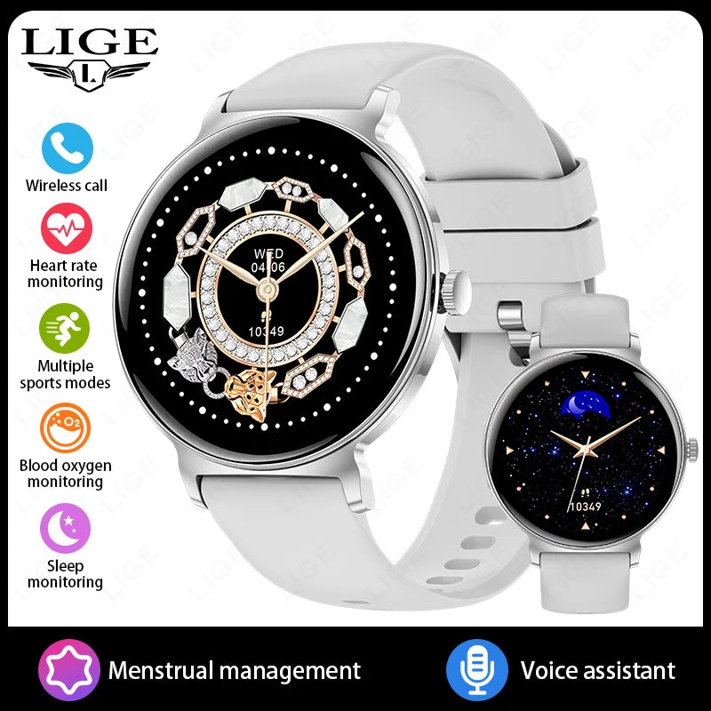 LIGE Ultra-mince montre intelligente dames Bluetooth appel cadran personnalisé Sport fréquence cardiaque santé suivi montre étanche femmes Smartwatch