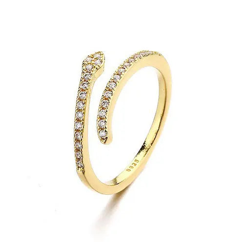 Anneaux de serpent gothiques en cristal règlable pour femmes