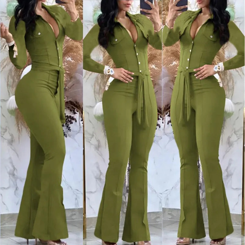 combinaison taille haute femme pantalon évasé élégant