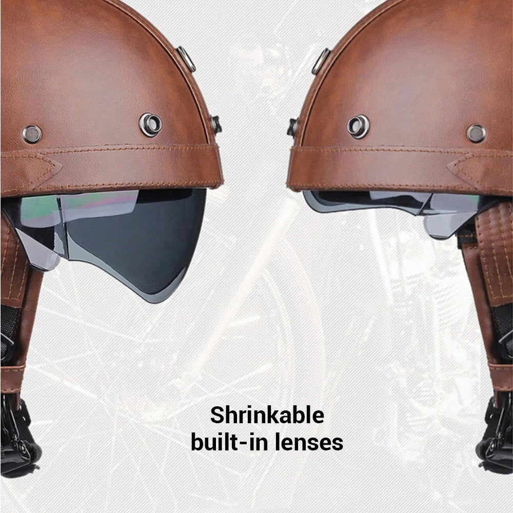 casque moto scooter dessus cuir vintage homme femme